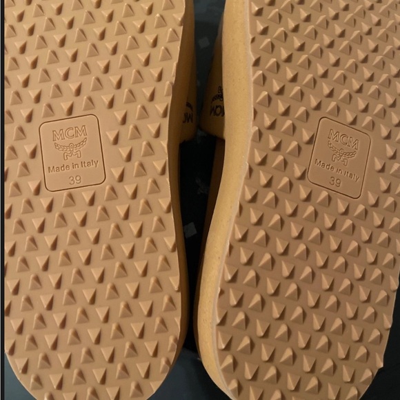 MCM Brown Logo Slide Sandals - Picture 2 of 5